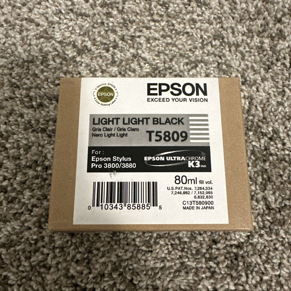 NEW Genuine Epson T5809 Pro 3800 3880 Light Light Black Ink T580900 Exp. 11/2012